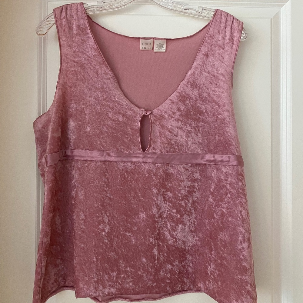 Gilligan & O'Malley pink crushed velvet top, XL